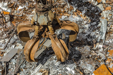 Heap of old metal and equipment for recycling