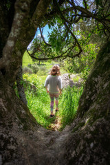 A girl explores the countryside
