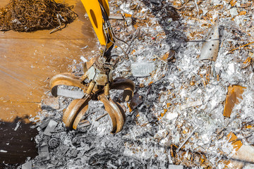 Heap of old metal and equipment for recycling