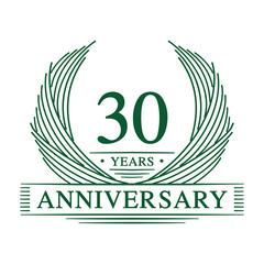 30 years design template. Thirty years jubilee logo. Vector and illustration.