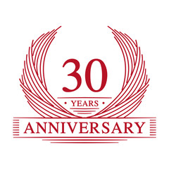 30 years design template. Thirty years jubilee logo. Vector and illustration.
