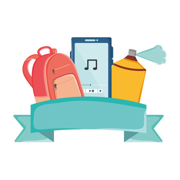 recommend clip art: set of youth accessories with ribbon frame