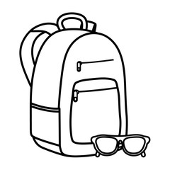schoolbag with summer sunglasses accessory