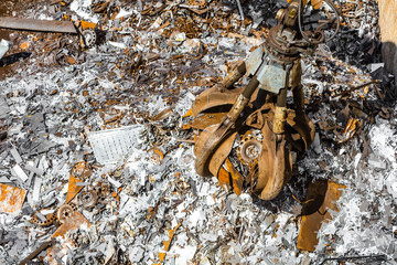 Heap of old metal and equipment for recycling