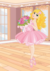 Little ballerina at ballet class