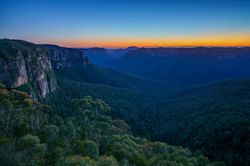 blue hour at govetts leap lookout, blue mountains, australia 5