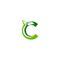 Combination of leaf and initial letters C logo design vectors