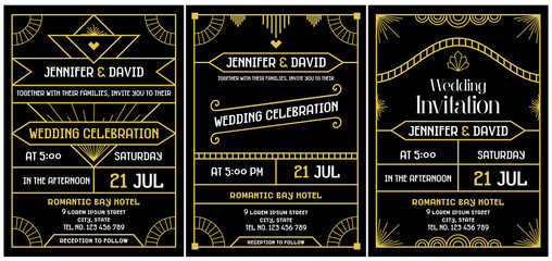 Wedding Invitation Art Deco Gatsby's Roaring Twenties Style vector art