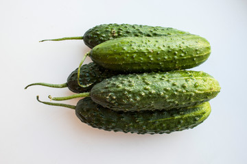 vegetarian green cucumbers on a white background
