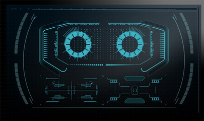 A set of elements for the design of interfaces for games and movies of the future, a display for outer space. Futuristic vector hud interface screen design. Business vector concept illustration. Illus