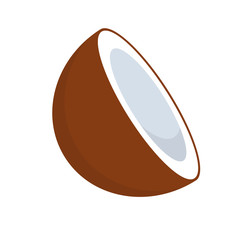 Flat icon coconut and half of coconut. Vector illustration, logo isolated on white background