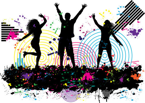 dancing people on abstract background
