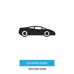 Sports car vector icon, simple car sign.