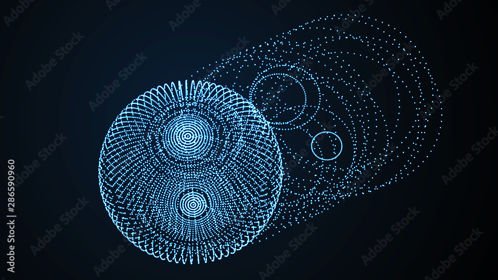 Leinwandbilder 3d abstract sphere of points. Sphere particles on dark background. Science and technology. 3d rendering.