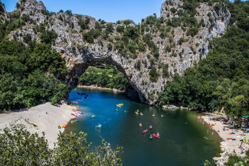 Obraz na płótnie Canvas Ardeche kayak from above in southeast France