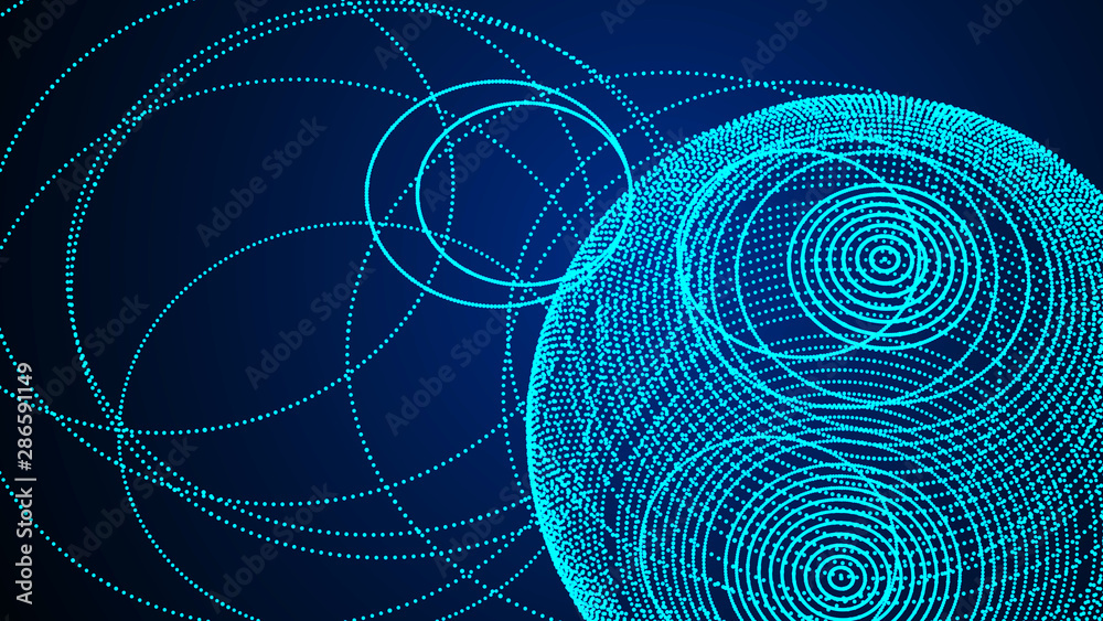 Leinwandbilder 3d abstract sphere of points. Sphere particles on dark background. Science and technology. 3d rendering.