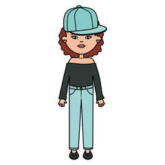 cute woman with sport cap street style character