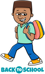 boy student back to school cartoon illustration