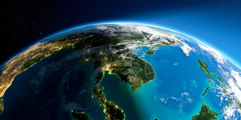Detailed Earth. Asia. Indochina peninsula - 286592114