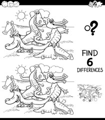 differences color book with crocodiles characters