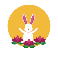 Rabbit of mid autumn festival vector design