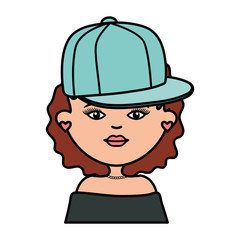 cute woman with sport cap street style character