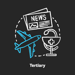 Tertiary chalk concept icon. Business produce services idea. Transportation and distribution. Healthcare and transport. Tertiary economy sector. Vector isolated chalkboard illustration