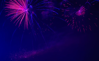 Colorful fireworks in night sky