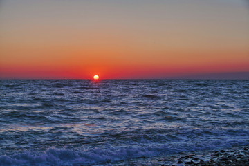 beautiful sea landscape sunset on  mediterranean sea in summer