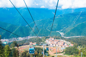 Ropeway on top Roza Peak. Sochi, Krasnodar Krai, Russia © travnikovstudio