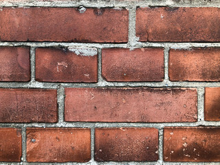 old red brick wall texture background, close up