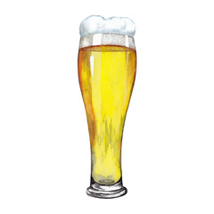 Big glass of light beer.
