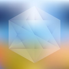 Transparent basic diamond shape on colorful gradient mesh background. Vector, eps 10