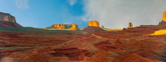 Panoramic view of monument valley from John Ford's point in Navajo Nation’s Monument Valley...