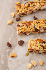 granola bars with nuts and, vertical photo, diet, proper nutrition