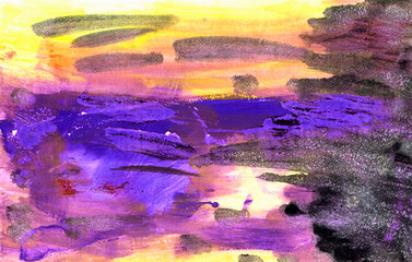abstract texture with spots and splashes of yellow and violet colors
