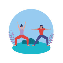 Girls doing yoga pose vector design