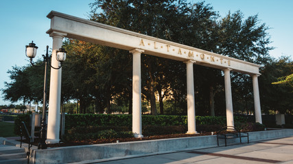 Uptown Altamonte columns at Cranes Roost in Altamonte Springs a suburb of greater Orlando, Florida