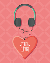 audio earphones with heart love