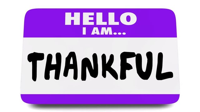 Hello I Am Thankful Grateful Name Tag Sticker 3d Animation