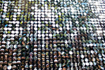 background of mirror circles, mirror wall of many particles