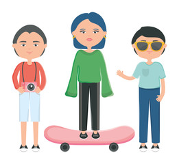 group of young people urban style characters
