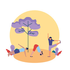 Obraz na płótnie Canvas Girls doing yoga pose vector design