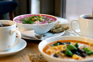Healthy vegan food. Fresh vegetables on wooden background. Detox diet. 