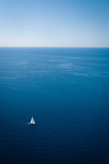 Aerial view of yacht sailing on the Adriatic sea, Croatia