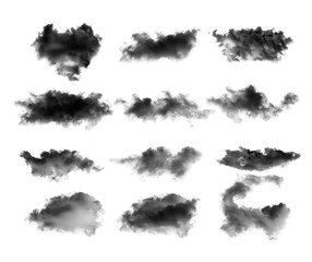 cloud with a blanket of smoke on white background