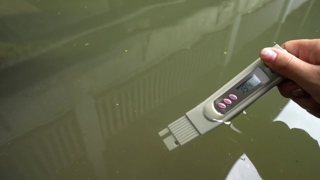 Using a PH meter test the water and a natural swimming area in a tropical village