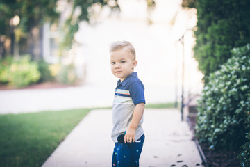 Little boy looking at the camera