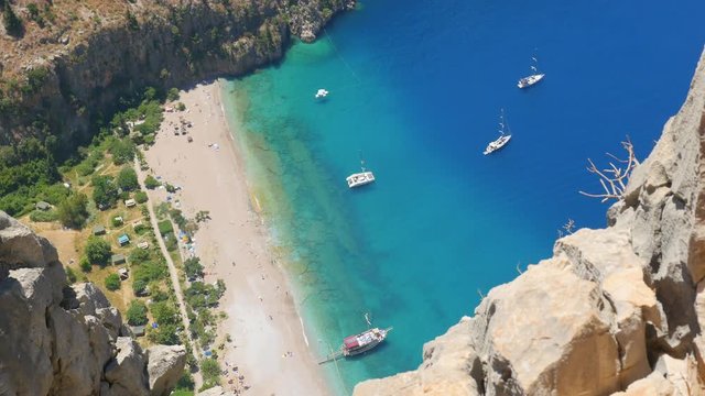 Beautiful aerial view of The Butterfly Valley in Fethiye, Turkey