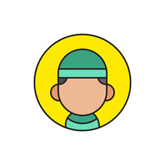 Moslem man character avatar, isolated on white background, flat design style vector illustration